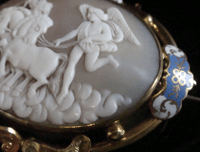 Image 2 of Edwardian gilt metal enamel horse angel scene cameo