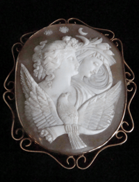Image 3 of VICTORIAN 9CT YELLOW GOLD FINE QUALITY CAMEO BROOCH WITH OWL AND STARS