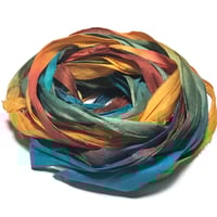 Image 2 of 10YD.  WELCOME HOME HAND DYED RECYCLED SARI SILK RIBBON BUNDLES by COLOR KISSED SILK