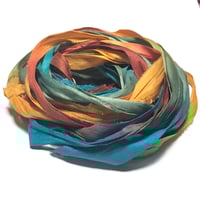 Image 3 of 10YD.  WELCOME HOME HAND DYED RECYCLED SARI SILK RIBBON BUNDLES by COLOR KISSED SILK