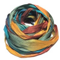 Image 4 of 10YD.  WELCOME HOME HAND DYED RECYCLED SARI SILK RIBBON BUNDLES by COLOR KISSED SILK
