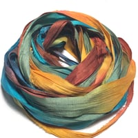Image 5 of 10YD.  WELCOME HOME HAND DYED RECYCLED SARI SILK RIBBON BUNDLES by COLOR KISSED SILK