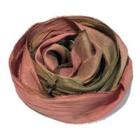 Image 2 of 10YD.  CRAB APPLES  HAND DYED RECYCLED SARI SILK RIBBON BUNDLES by COLOR KISSED SILK