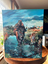 Image 3 of Protector – Bison and calf painting – 16x20"