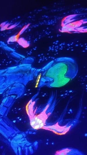 Image of REBELS DROID original stretch canvas blacklight painting