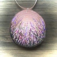 Image 4 of Floral Meadow Hand Painted Log Slice Decoration - Choice of Colours