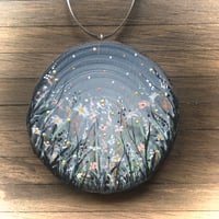 Image 3 of Floral Meadow Hand Painted Log Slice Decoration - Choice of Colours