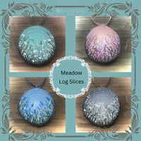 Image 1 of Floral Meadow Hand Painted Log Slice Decoration - Choice of Colours