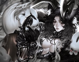 Monochrome bunny - Art Print
