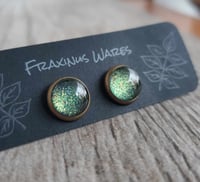 Image 1 of Green and Bronze Simple Stud Earrings