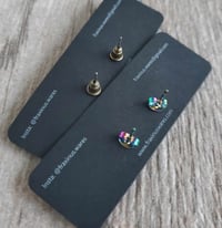 Image 2 of Small Rainbow Druzy Stud Earrings