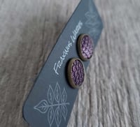 Image 3 of Burgundy Snake Scale Stud Earrings