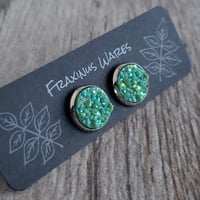 Image 2 of Chunky Green Druzy Silver Studs