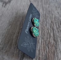 Image 3 of Chunky Green Druzy Silver Studs