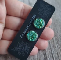 Image 5 of Chunky Green Druzy Silver Studs