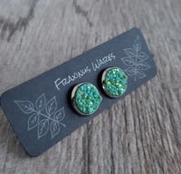 Image 4 of Chunky Green Druzy Silver Studs