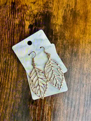 Image of Stainless Steel Leaf Dangle Earrings