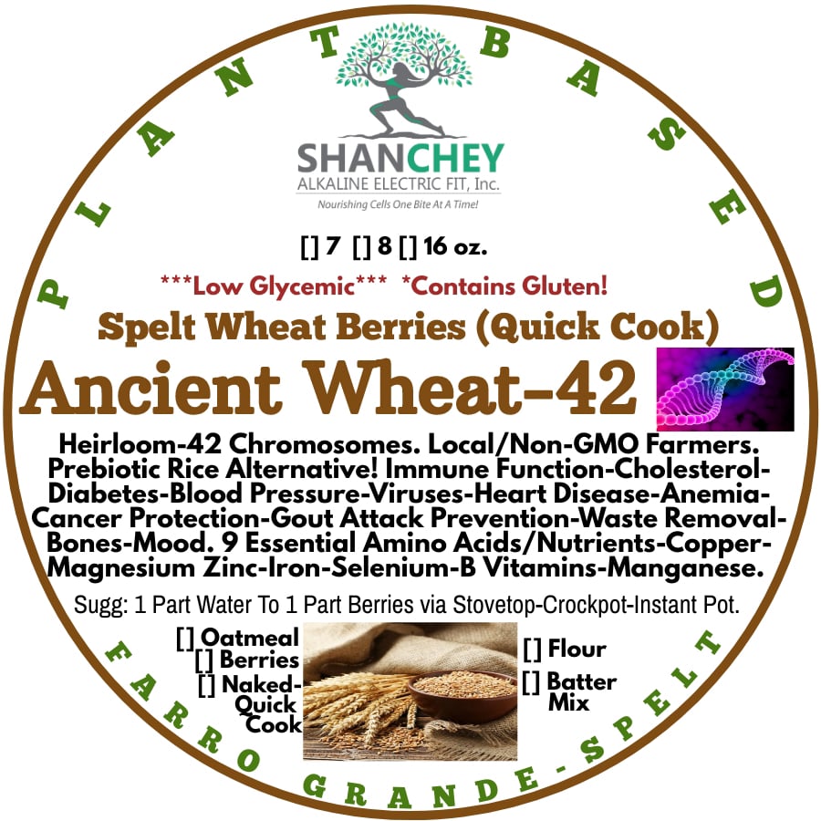 ANCIENT WHEAT 42! Naked European Quick Cook Spelt Berries (Rice-Pilaf/Hot Cereal) Diabetes-Bones.