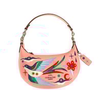 Swallow hand painted leather bag - pink
