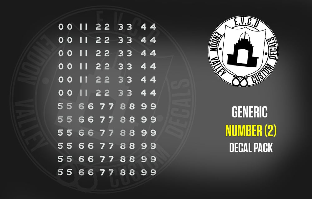 Generic Numbers Decals Pack | Endon Valley Custom Decals
