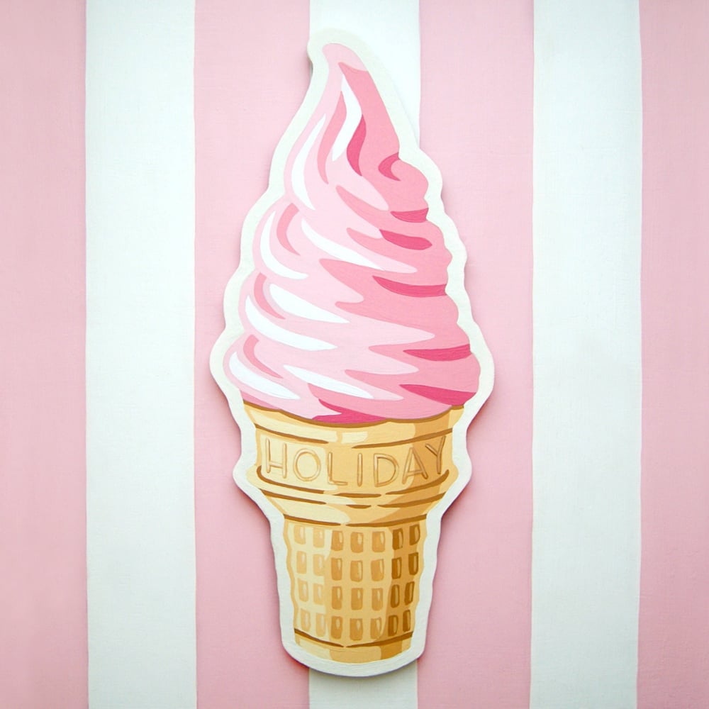 Image of Pink soft serve ice cream cone plaque