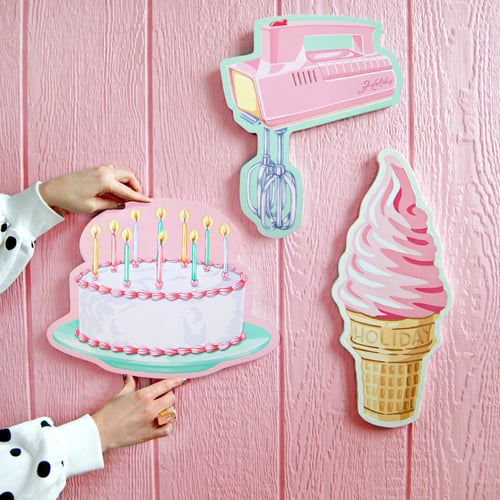 Image of Pink soft serve ice cream cone plaque