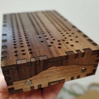 Image 1 of Vermont Mountains Travel Cribbage Board<br>WALNUT<br>3 track for 2, 3 or 4 player teams