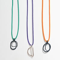 Image 1 of Oxidised / Silver Shape Necklace - Green, Orange and Purple