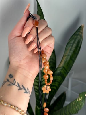 ADJUSTABLE ORANGE AVENTURINE FLOWER NECKLACE