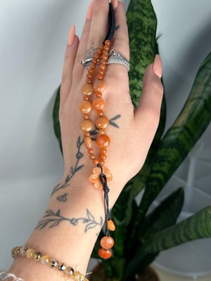 ADJUSTABLE ORANGE AVENTURINE FLOWER NECKLACE