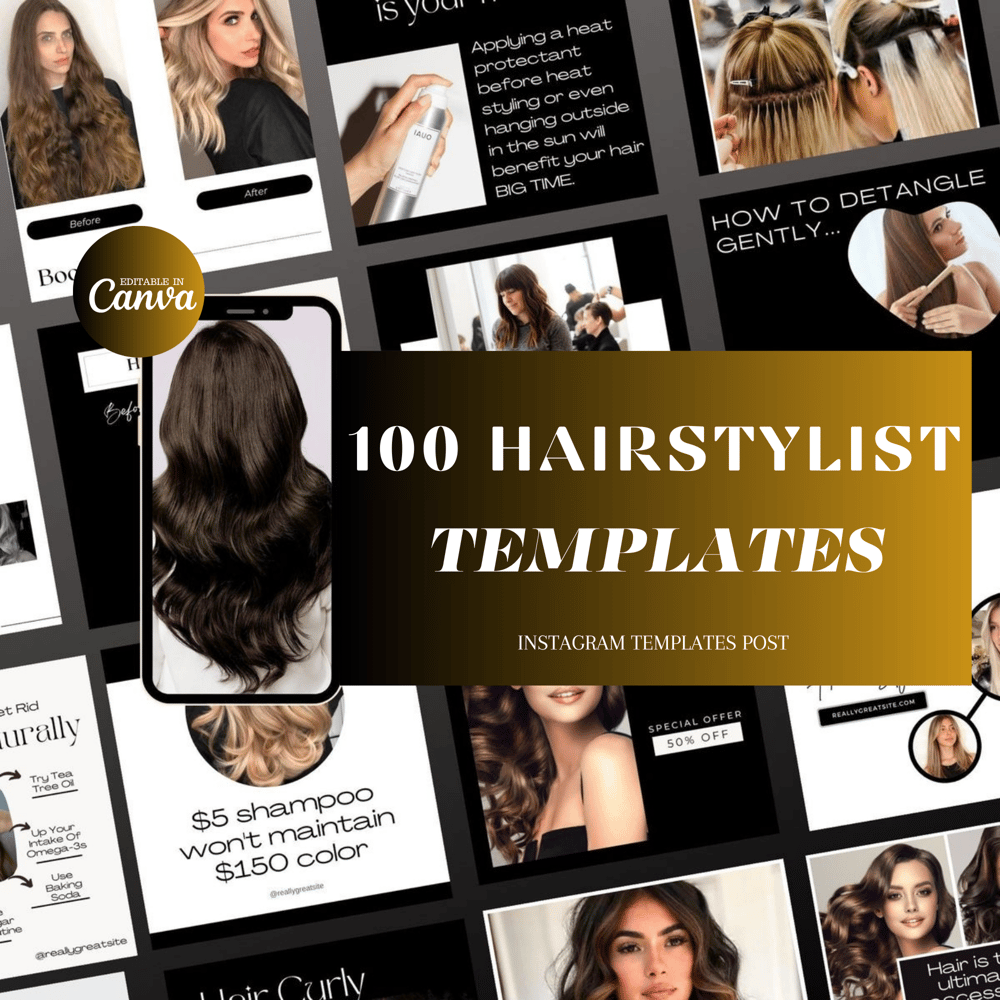 100 Hairstylist Instagram Templates | Hairdresser Instagram Posts | Hair Instagram Templates 