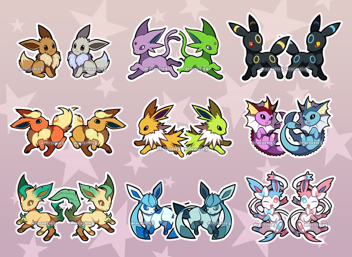 Eeveelution Acrylic Charms | Unofficial Fan Merch | | dracooties