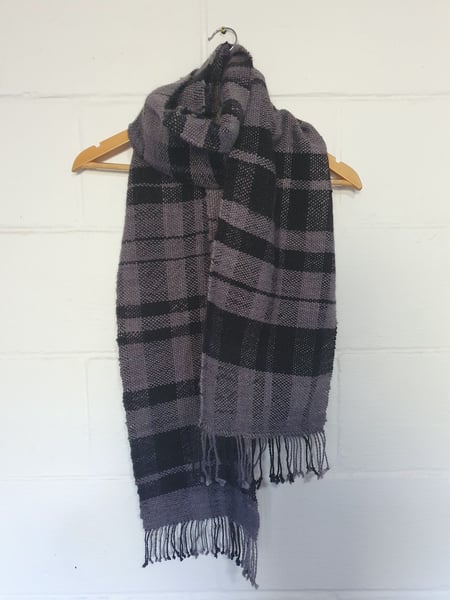 Image of Black and grey checked scarf