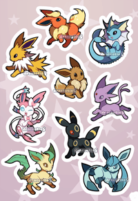 Eeveelutions Sticker Sheet<br>| Unofficial Fan Merch |