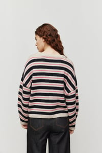Image 2 of Kuwaii odette sweater pink navy oat stripe