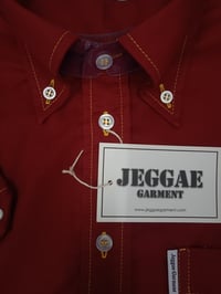 Image 4 of Jeggae Shirt *Maroon-Yellow Stitch* Plain Men's Short & Long Sleeve!