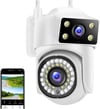 Surveillance Camera, 8MP 4K PTZ WiFi Camera Dual Lens AI Tracking Security Protection
