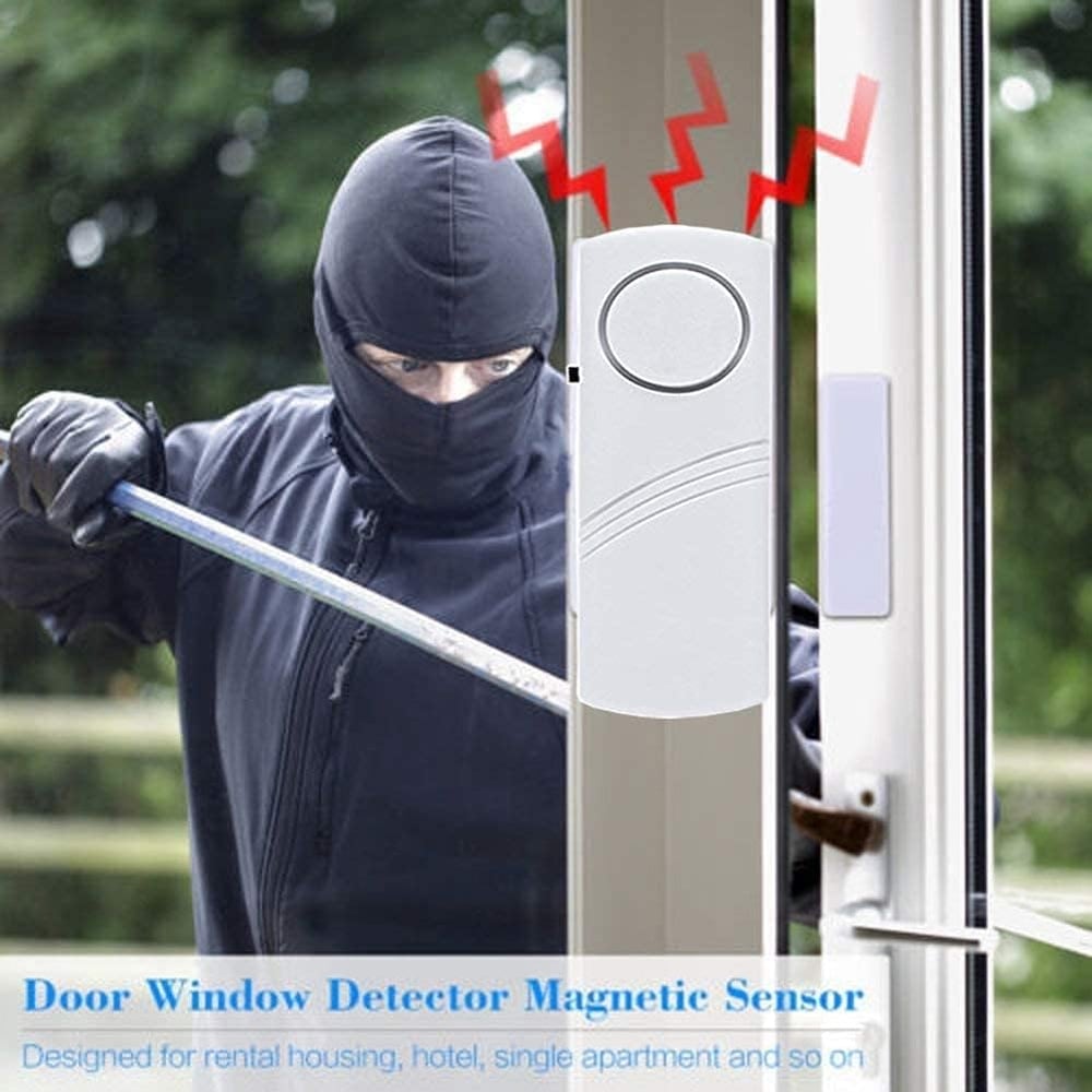 4 Pack Security Window/Door Alarm, Door Open Chime, Magnetic Burglar Alert Sensor, Loud Door Alarms 