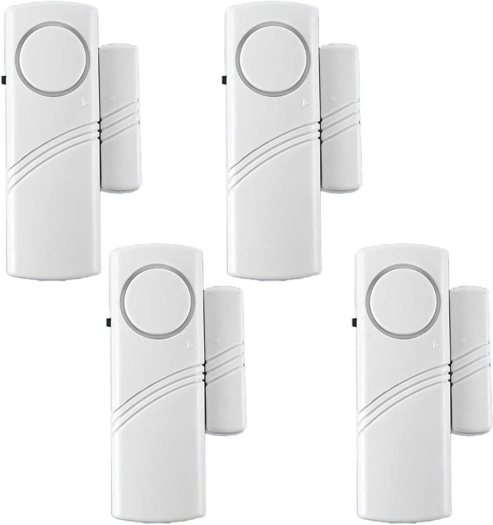 4 Pack Security Window/Door Alarm, Door Open Chime, Magnetic Burglar Alert Sensor, Loud Door Alarms 