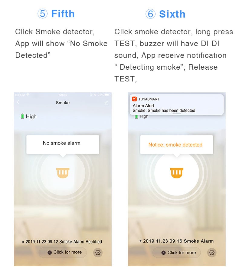 Tuya WiFi Smoke Detector Sensor Fire Alarm Works With Smart Life APP Information Push