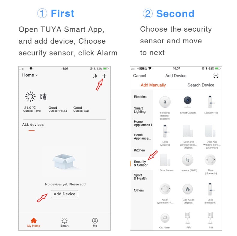 Tuya WiFi Smoke Detector Sensor Fire Alarm Works With Smart Life APP Information Push