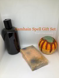 Image 1 of Samhain Spell Gift Set Handmade Vegan Bathbomb Body Scrub Duo Bath Shower Gel Halloween 