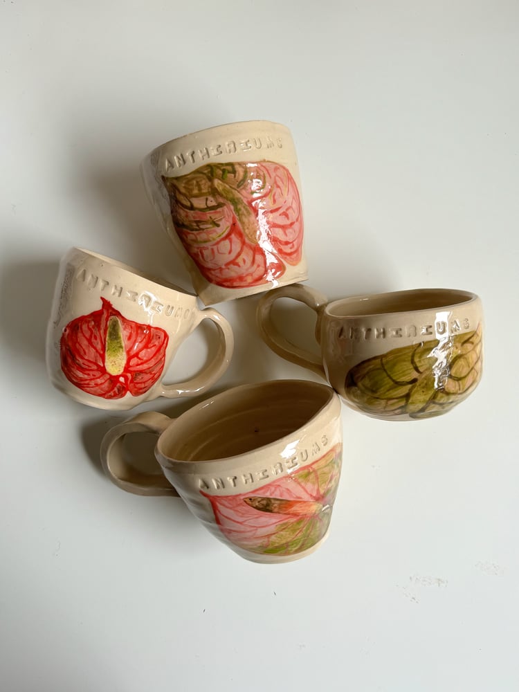 Image of 'anthiriums' mug  