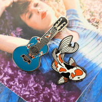 Image 3 of Blue Koi Fish Guitar Enamel Pin
