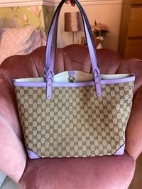Image 1 of Gucci Lilac GG Canvas Tote Bag