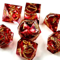 Image 1 of Transparent Sharp Edge Polyhedral Lord Of The Ring Dice Set