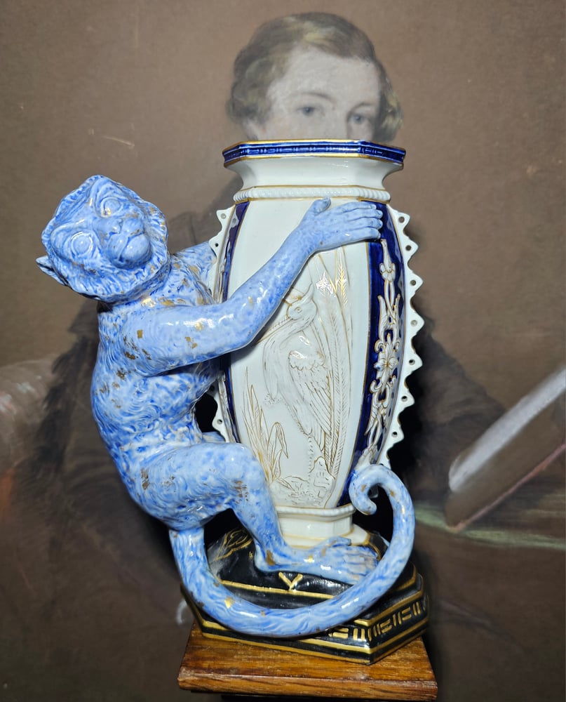 Image of Royal Worcester Aesthetic Period Monkey Spill Vase