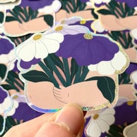 Sticker holographique pailleté - Bouquet