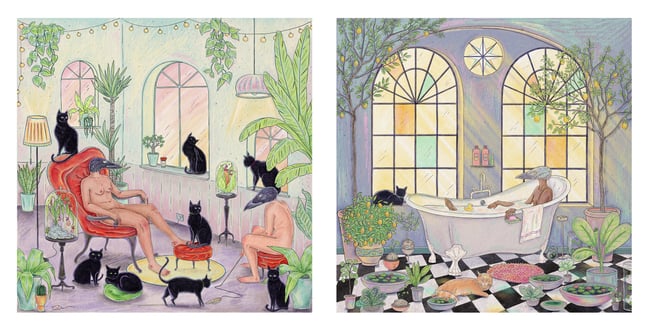 Black Cat Kitty Party Limited Edition Print