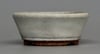 Round bonsai pot in a matte white crackle glaze. D.97mm